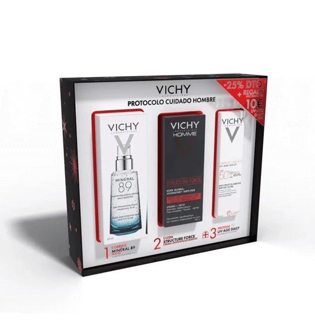 COFRE VICHY HOMME MINERAL 89 50ML + STRUCTURE FORCE + UV AGE DAILY SPF50+