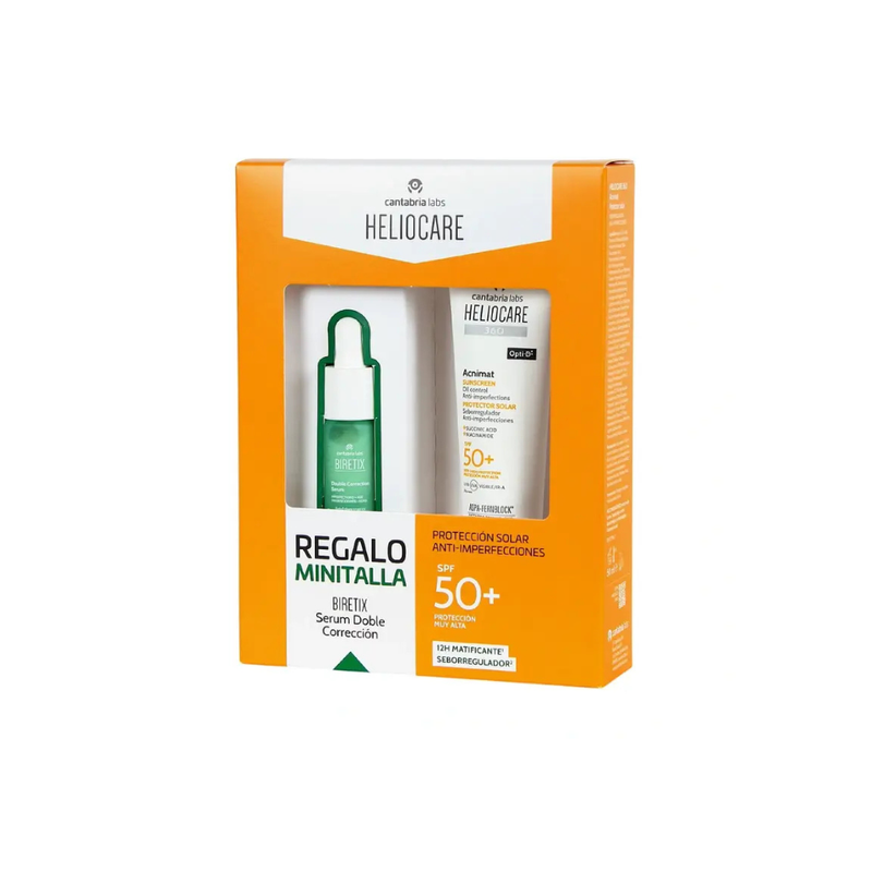 PACK HELIOCARE 360 ACNIMAT SPF50+ 50ML + BIRETIX DOBLE CORRECION