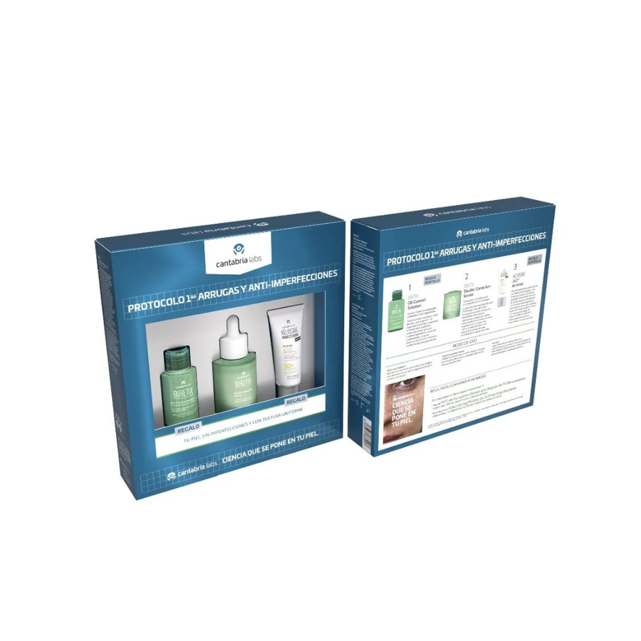 PACK BIRETIX SERUM DOBLE CORRECCION 30ML + OIL CONTROL + HELIOCARE ACNIMAT